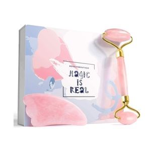 RoselynBoutique Magic Is Real Rose Quartz Facial Roller and Gua Sha